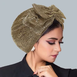 Fashion Bow Women's Hijab Solid Color Muslim Ladies Turban Bonnet Soft Elastic Head Wrap Head Scarf Indian Hats
