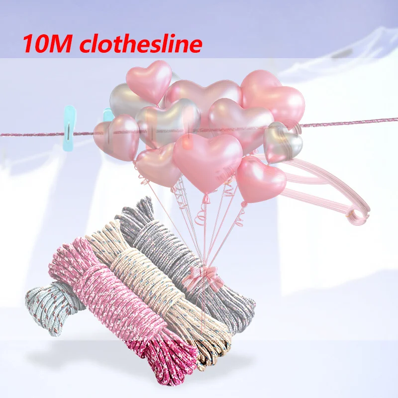10 Meters Clothesline Drying Rope Outdoor Windproof Non-slip Thick Indoor And Outdoor Non-drilling Cold Clothes Rope