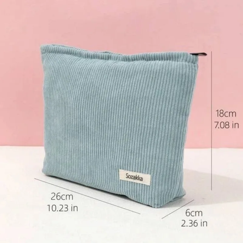 Colorful Soft Corduroy Makeup Pouch Cosmetic Bag Large Capacity Storage Bag Portable Wash Skincare Toiletry Bag Travel Organizer