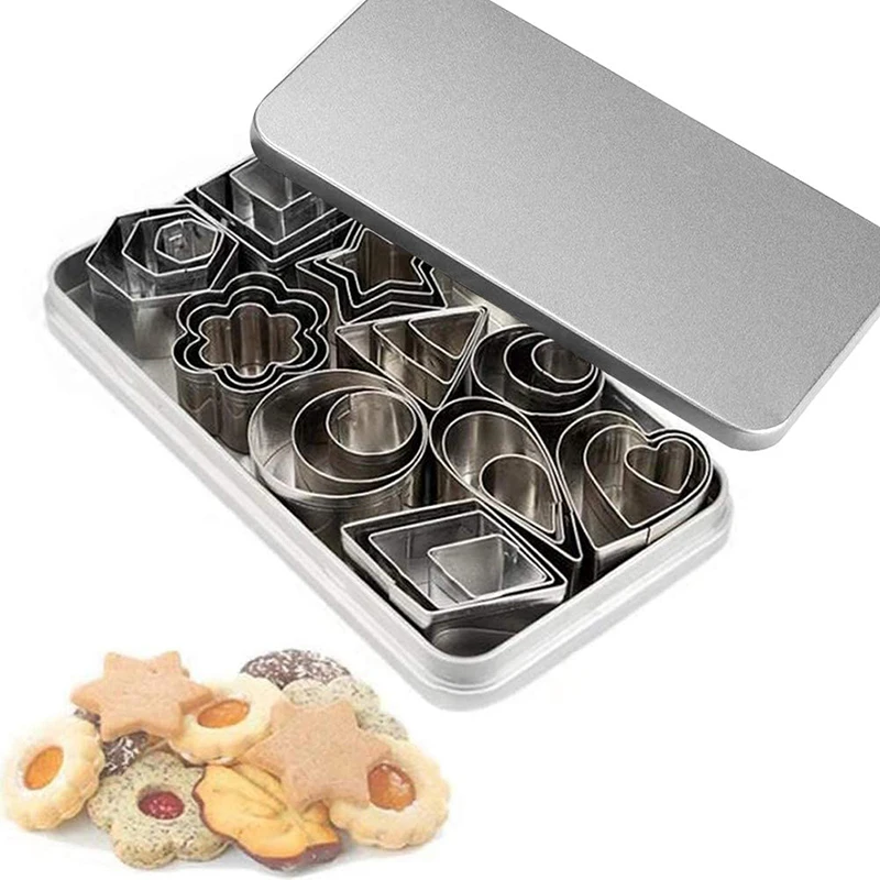 Stainless Steel Sugar Biscuit Press Stamp Embosser 30Pcs/set Cookie Cutter DIY Fondant Cake Mold Pastry Decor Baking Accesories