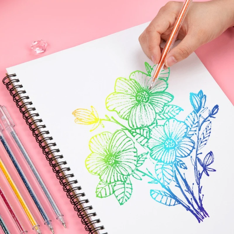 BEDW-Glitter Gel Pen Kit Glitter Gel Pen Artista Colorido Gel Marcadores Canetas Neon Para E Desenho