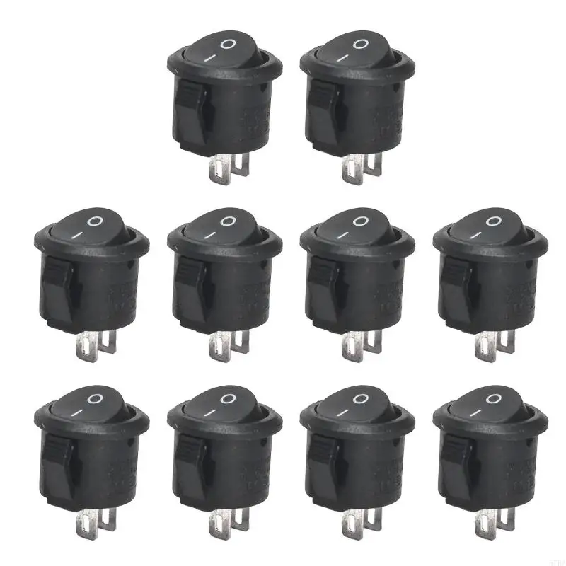 

57BA 10Pcs Round 2 Pin ON-OFF 2 Position 12V Car Push Button Switches