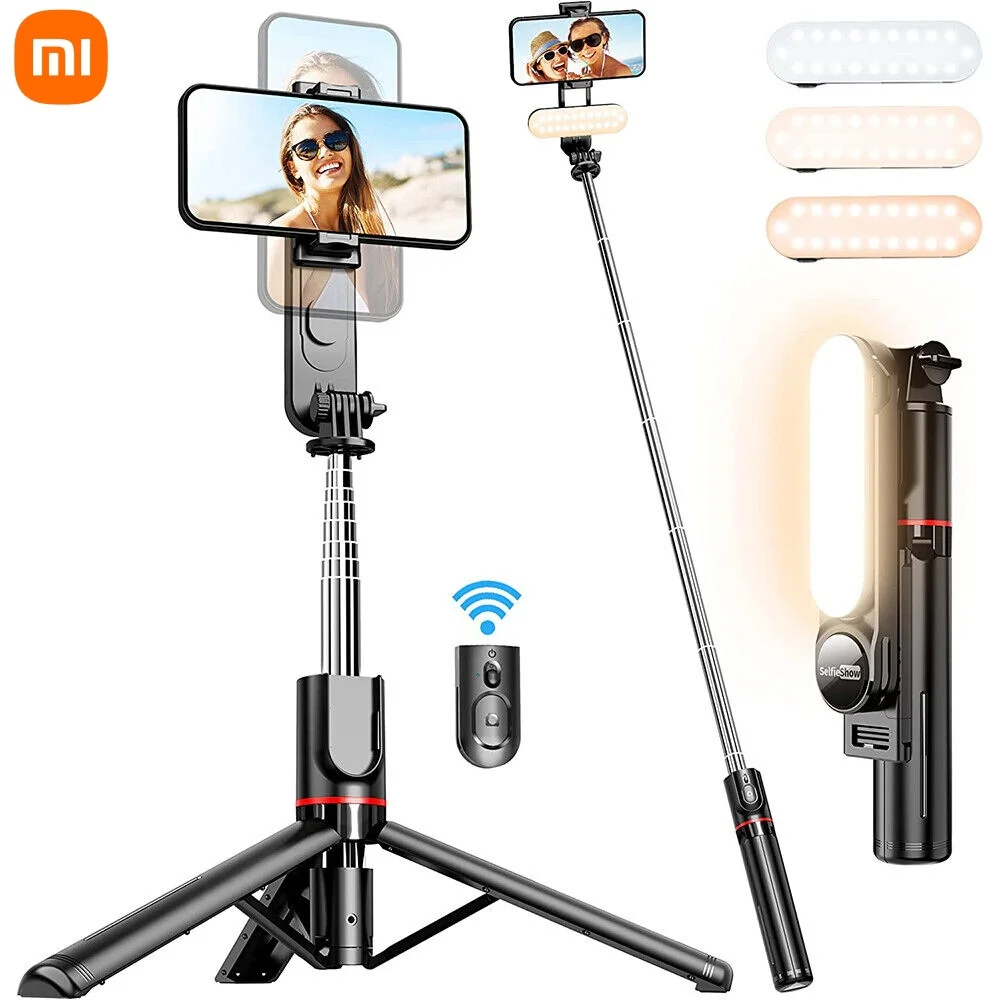 Xiaomi 43-inch Selfie Stick Tripod Foldable Mini Tripod with Fill Light Wireless Bluetooth Remote Shutter for IOS Android Phones