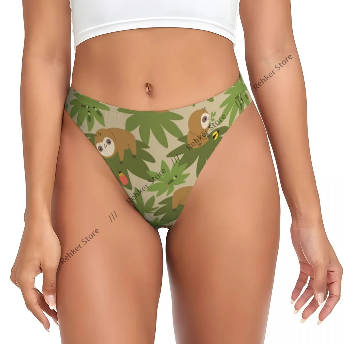 Women's Panties Cute Little Sloth With Beetles Underwear Sexy Thongs Lingerie G-Strings