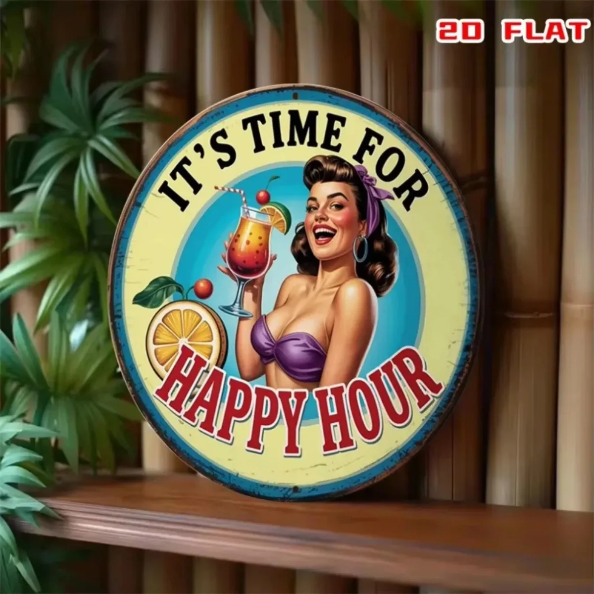 Letrero de barra Art Deco: marco retro 2D, perfecto para Happy Hour, festivales de verano y decoración de bar al aire libre