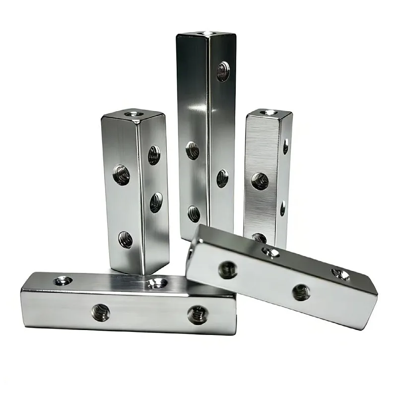 Aluminum Rectangular Connector Block, M3 M4 Threaded Hole, Multi-side Nut Fastener for Acrylic, Robot Frame & Bridge Joint