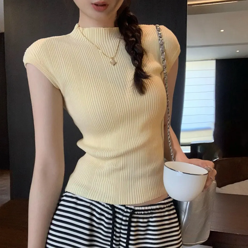 

Elegant Korean Style Sleeveless Sweater Inspired High-Grade Women's Top Slim-Fit Summer New Fashion