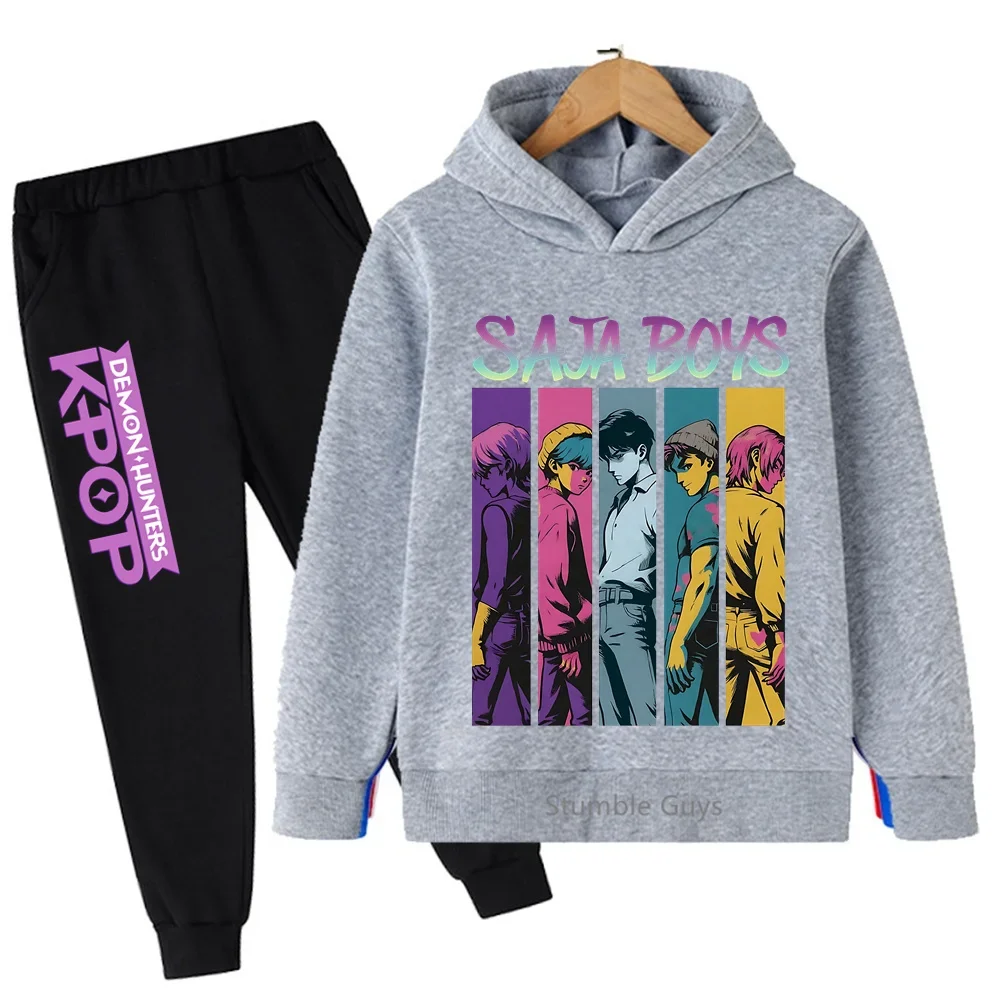 Ensemble sweat à capuche Kpop Demon Hunters pour enfants, vêtements de sport d'automne pour garçons et filles de 3 à 14 ans, tenues décontractées