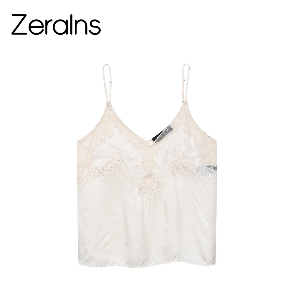 

ZERAINS 2025 Summer New Women's Hot Girl Pure Desire Style Loose Lace Underwear Style Strap Top