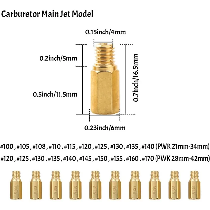 Kit getto pilota lento a getto principale carburatore da 40 pezzi per PWK Keihin OKO CVK Carb Gold