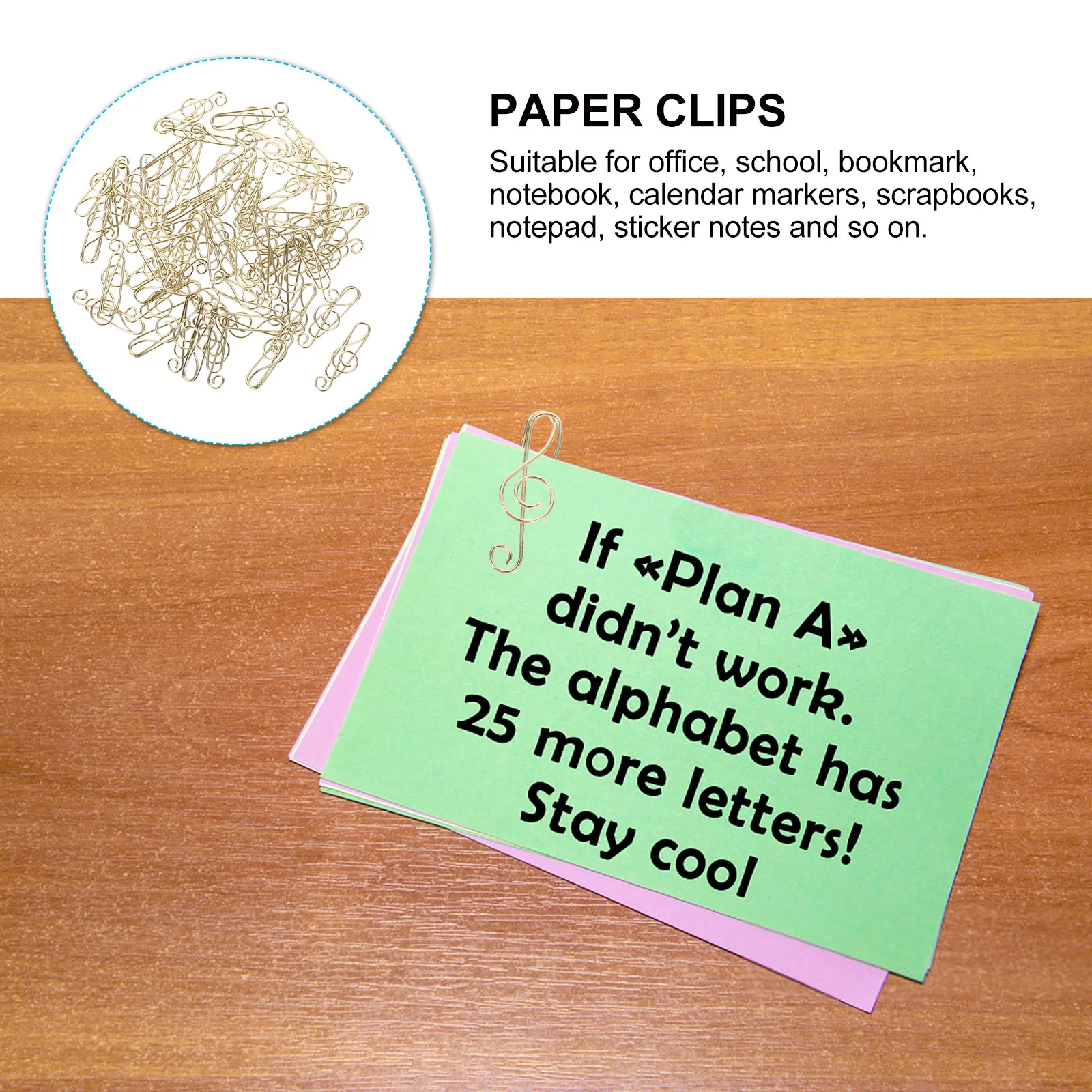 

50pcs Golden Music Notes Paper Clips Metal Bookmarks for Office School Supplies ganizing Documents Files Notebooks