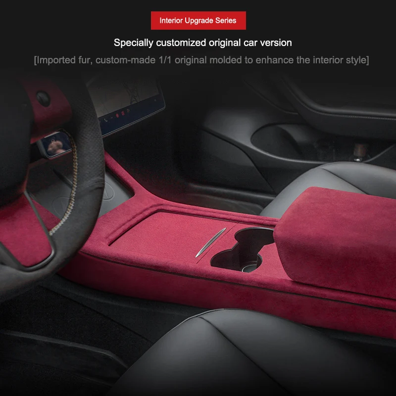 For Tesla Model 3/Y Interior Fur Dashboard Door Protection Trim Modification Fleece Material Center Panel Armrest Box Cover