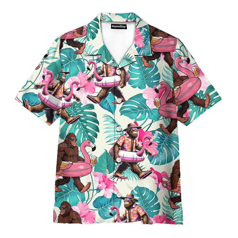 

New Bird Hawaiian Mens Shirts Short Sleeve Shirt Summer Casual Hawaiian Vacation Parrot Print Lapel Short Sleeve Women Shirts
