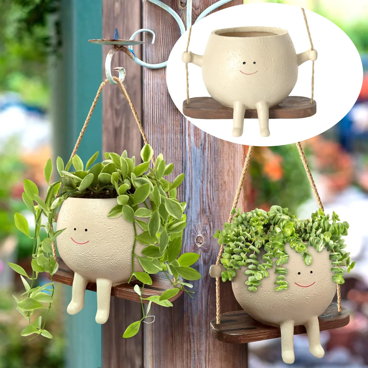 

Swing Face Planter Pot Planting Container Resin Wall Flowerpot Plant Growing Bowls Succulent Pots Nursery Supplies Garden Decor