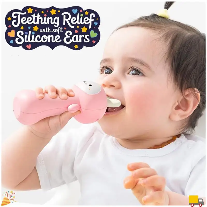 Giocattolo con sonaglio per bambini coniglietto con suono leggero, giocattolo interattivo per la dentizione e il giocattolo sensoriale, ideale per cestino pasquale per il bambino