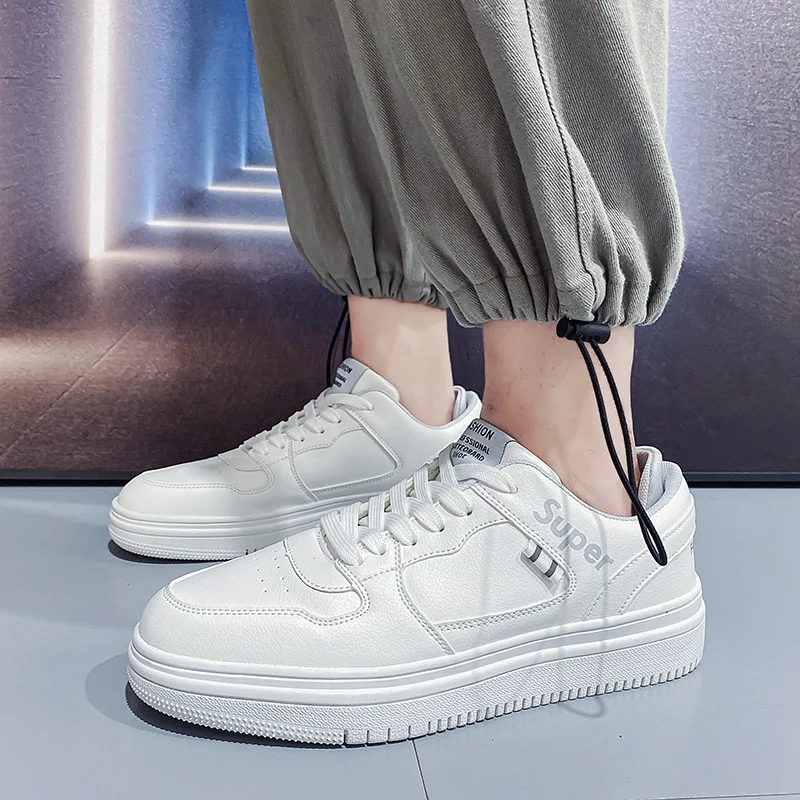 2021 Spring and Autumn New Fashion Trend Breathable Sports Leisure Student White Thick-soled All-match White Men's Shoes