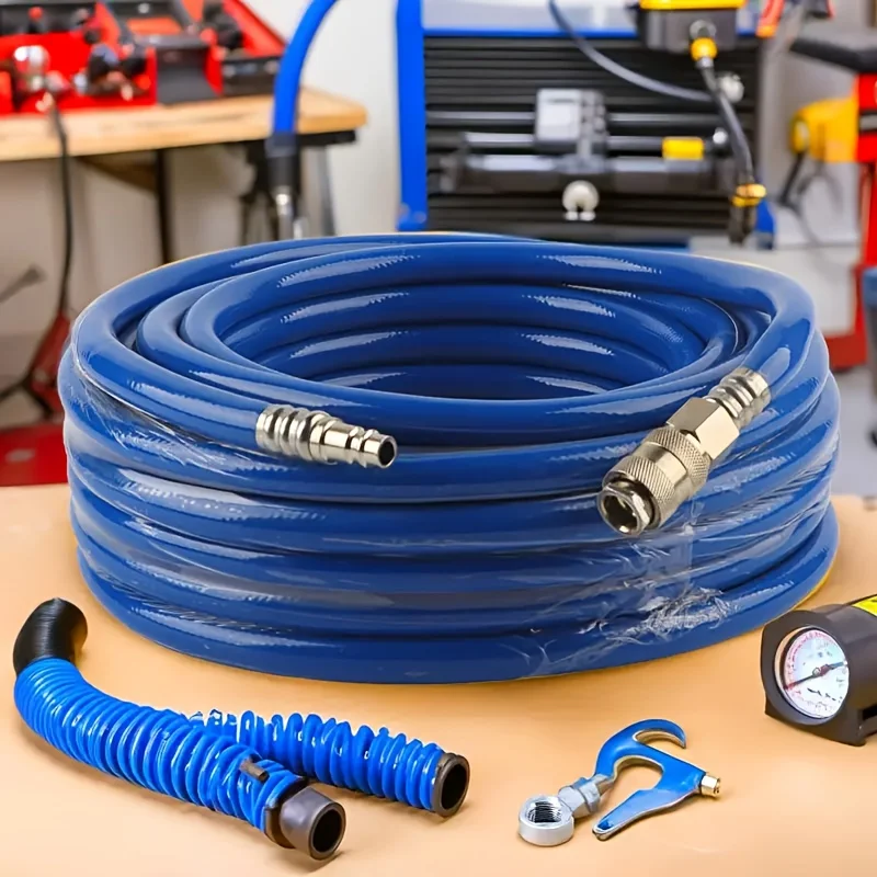 20m/10m(65.6/32.8ft) Heavy-Duty 3-Ply Braid PU Hose - Euro/C Quick Connects, High-Pressure Leakproof for Tire/Pneumatic Tools