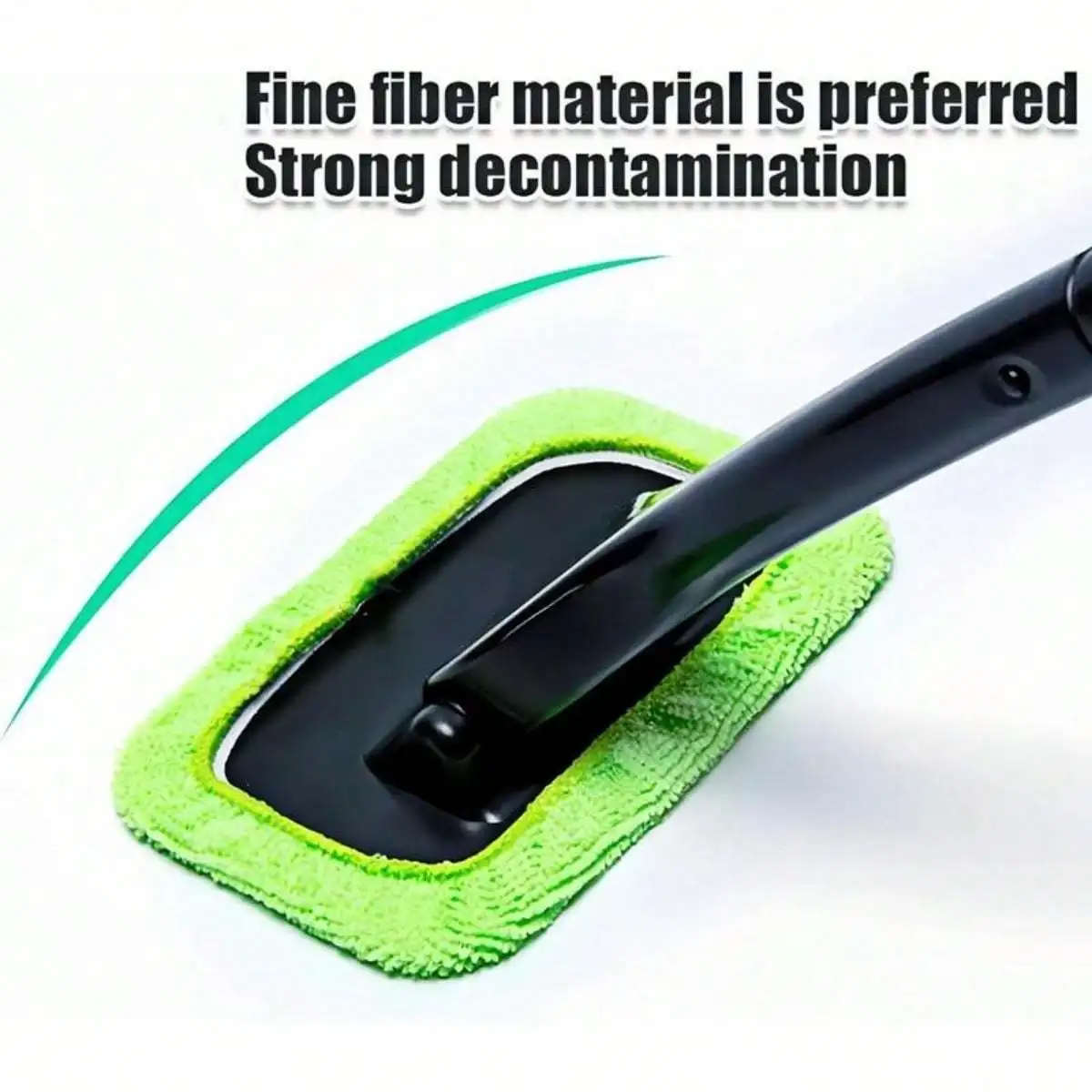 Picture 5: Car Windshield Cleaning Tool, Telescopic Handle Window Cleaner with Washable Microfiber Pads, Green Car Interior Glass Wiper Kit