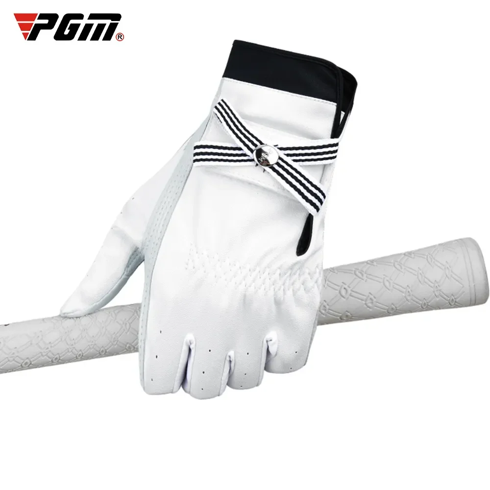 

PGM Golf Gloves Women Sheepskin Breathable Palm Ladies Genuine Leather Sport Gloves Anti-Slip Training Mittens Elegant 1 Pair