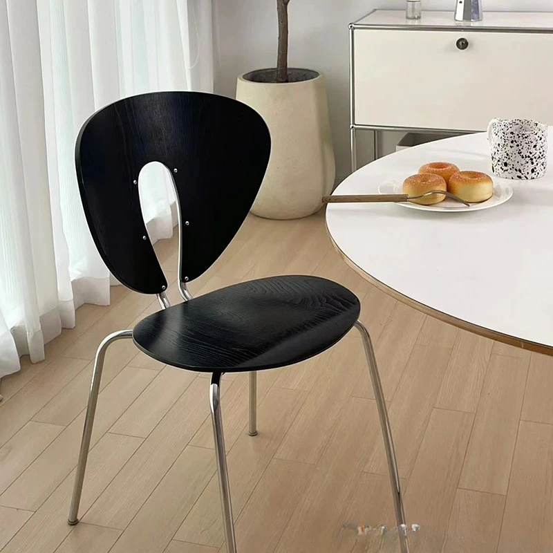 Modern simple back chair wooden dining chair hollow design