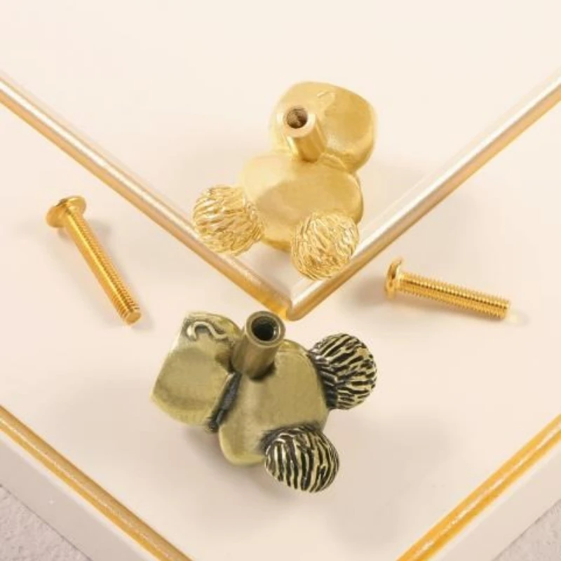 Vintage Brass Drawer Pulls, Cute Cheese Mouse-themed Creative Cabinet Knob Handles, Furniture DIY Decoration for Home.