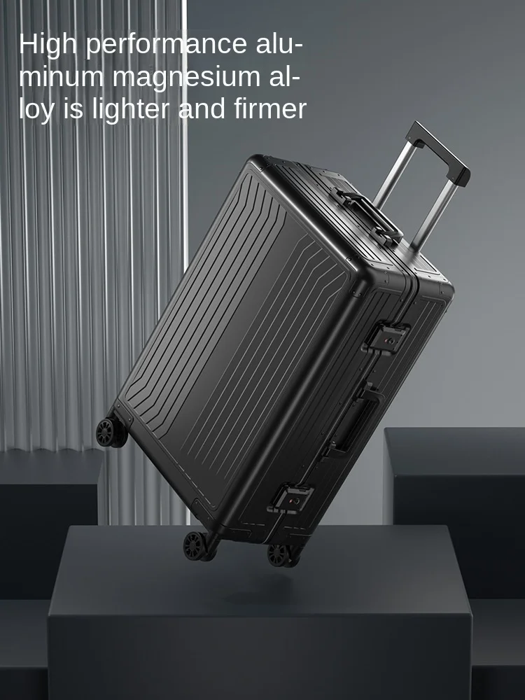 All aluminum magnesium alloy end luxury trolley travel box boarding metal password with wheels luggage sturdy and durable