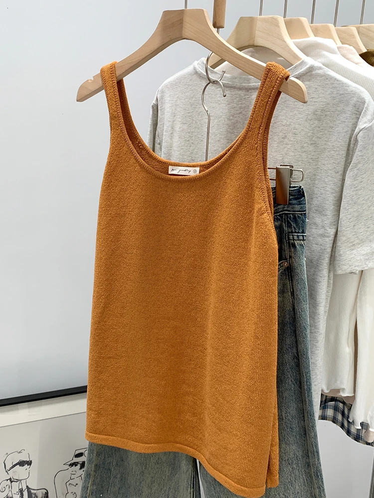 American Style Spicy Girl Hong Kong Retro Knitted Loose Slit Vest Women Summer 2026 New High-End Outerwear Top