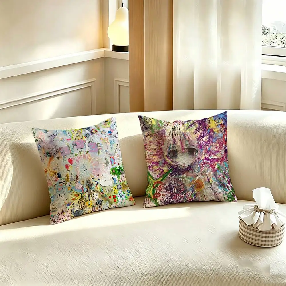 Rapper Singer B-Bladee 333 Polyester Printed Pillow Cover Square 30 35 40 45 50 55 cm Soft for Sofa Bed Car Home Decor