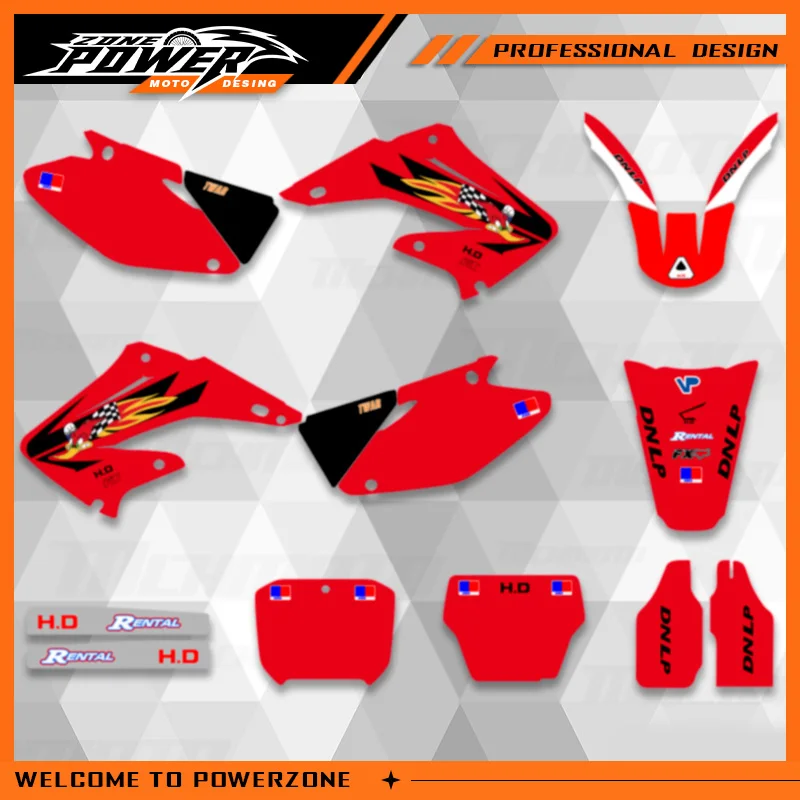 Powerzone Graphics Backgrounds Decals Stickers Kits for Honda CR125 CR250 2002 2003 2004 2005 2006-2012 CR 125 250