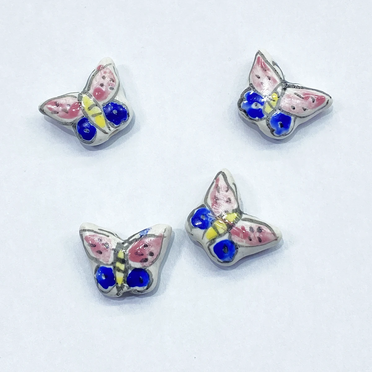 4Pcs/Bag 16*12*6MM Butterfly Ceramic Porcelain Beads for Bracelet Key Chain DIY Handmade Accessory