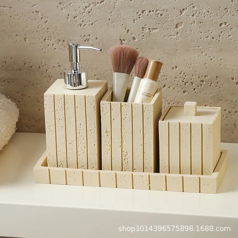 Cave Stone Resin Bathroom Liquid Distributor Water Soap Dish Hand Sanitizer Bottle Emulsion Bottle Gargle Cup Tray Bathroom