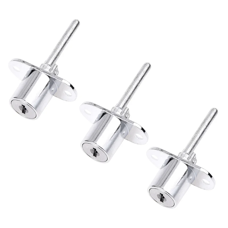 

ABGE-3X 19Mm Cylinder Head Diameter Silver Tone Metal Drawer Plunger Lock With 2 Keys