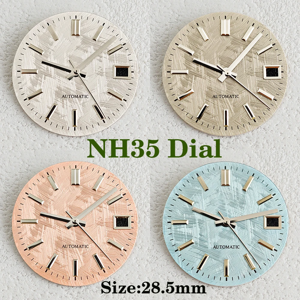

Новый циферблат NH35, несветящийся циферблат 28,5 мм, сотовыми линиями и текстурным циферблатом S, подходит для механизмов NH35/NH36