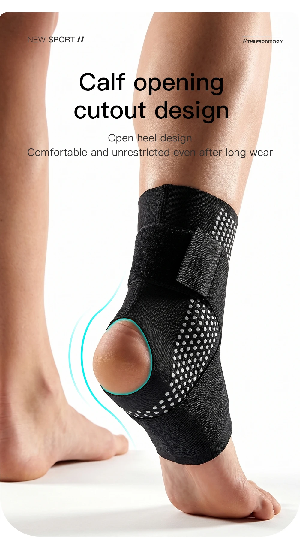 1Pc VILICO Breathable Adjustable Ankle Brace, Silicone Padded Sports Ankle Support, Unisex Brace for Running, Fitness and Daily