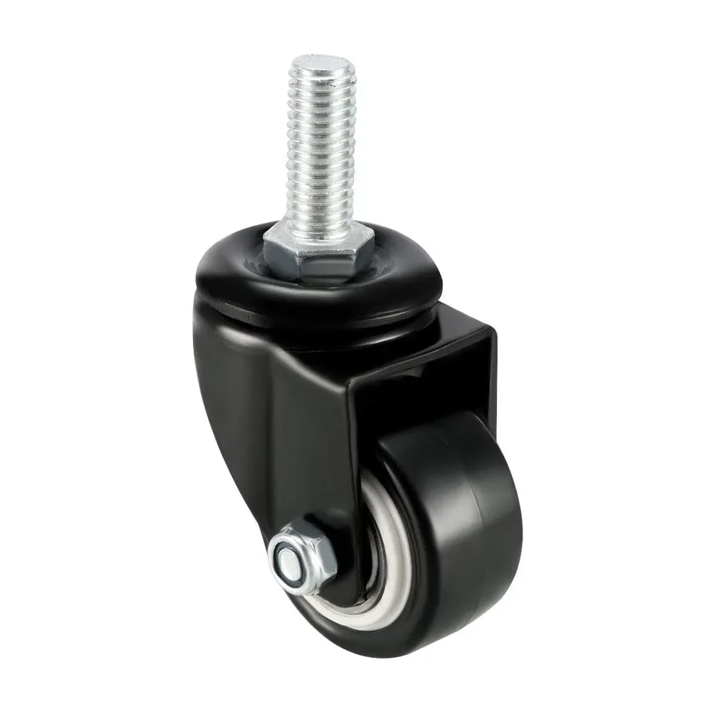 4 Pack of 1.5 Inch Swivel Caster Wheels PU 360 Degree Threaded Stem Caster Wheel M12 X 25mm, 330lb Total Load Capacity.