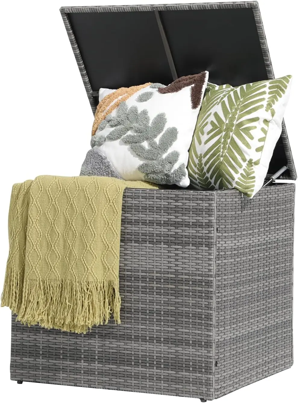 

88 Gallon Wicker De Box, Indoor/Outdoor Storage Box For Patio Cushions And Gardening Tools - Resin Rattan Patio Cushion Storage