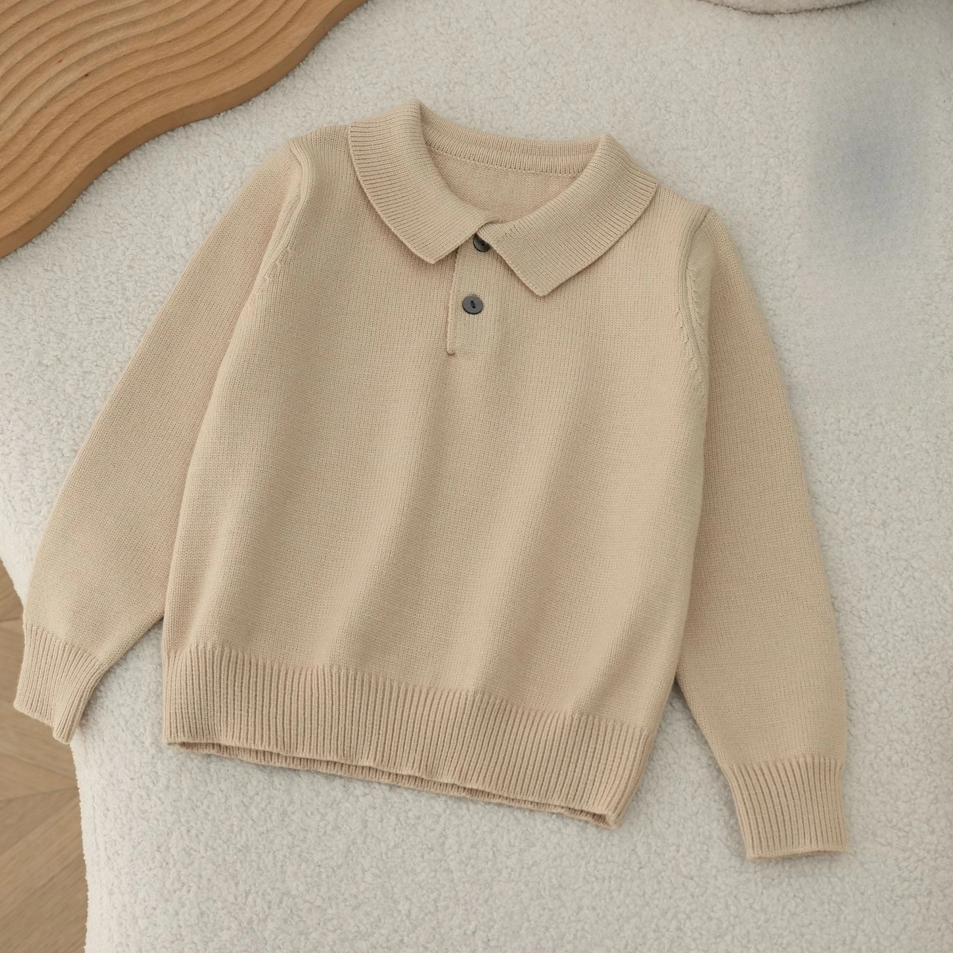 Boys Loose Fit Knit Pullover – Small Lapel Collar Long Sleeve Top, Winter Base Layer for Kids Winter Clothes for Girls