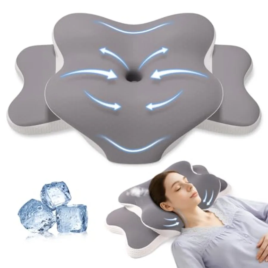 Sleep Apnea Pillow for Side Sleepers, Cervical Neck Pillow for Neck Pain Relief, Ergonomic Contour Memory Foam Pillow with Cool