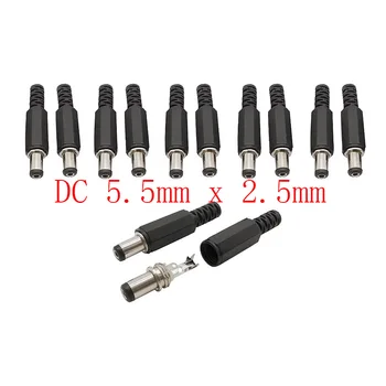 DC 5.5mm x 2.5mm DC güç Jack fiş erkek dişi konektörler DIY elektrikli montaj fişi tel şarj soket DC 5.5*2.5mm adaptörleri