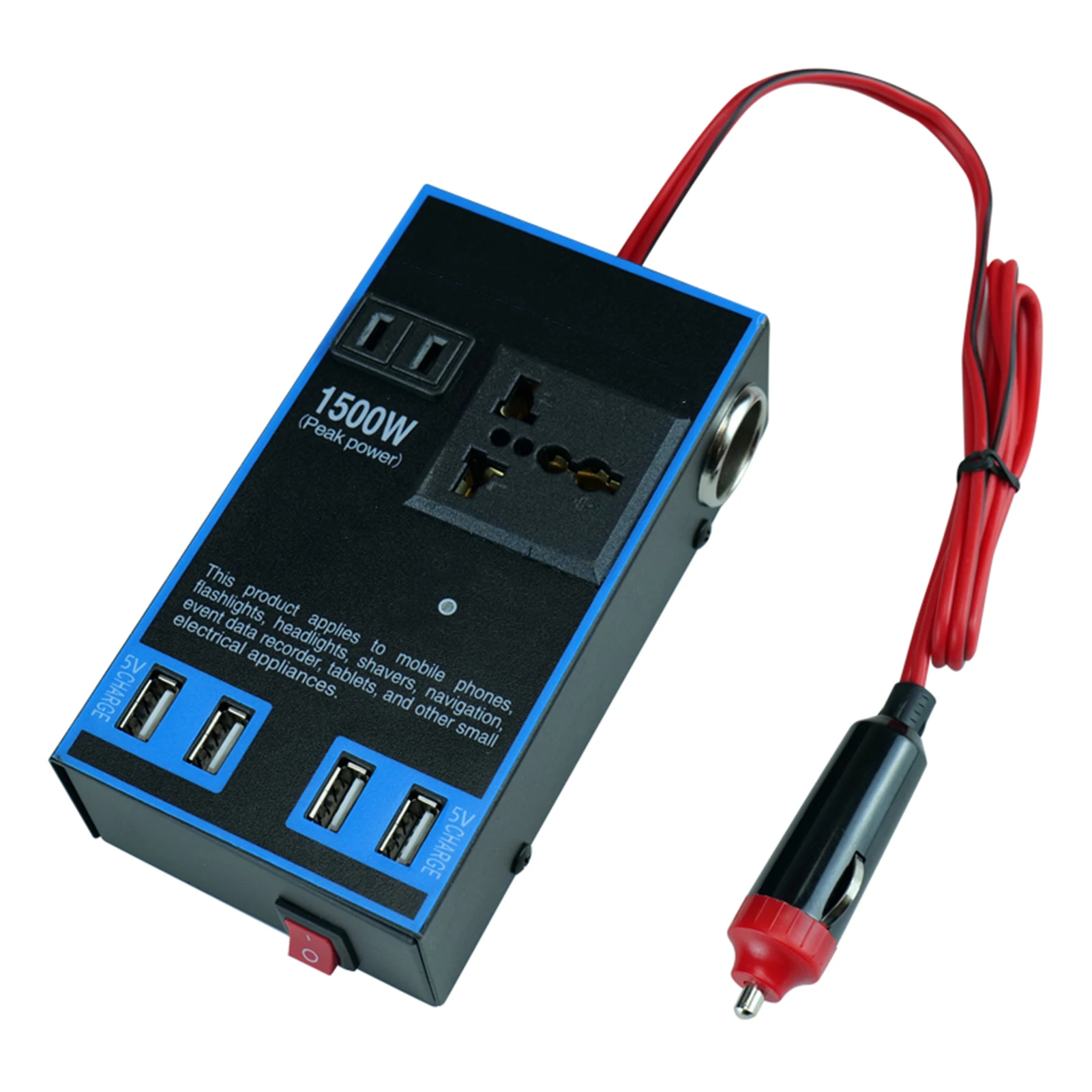 Car Power Converter Inverter Car Power Inverter 12V 24V to 110V 220V 1500W Multifunctional Truck Home Outlet Power Converter
