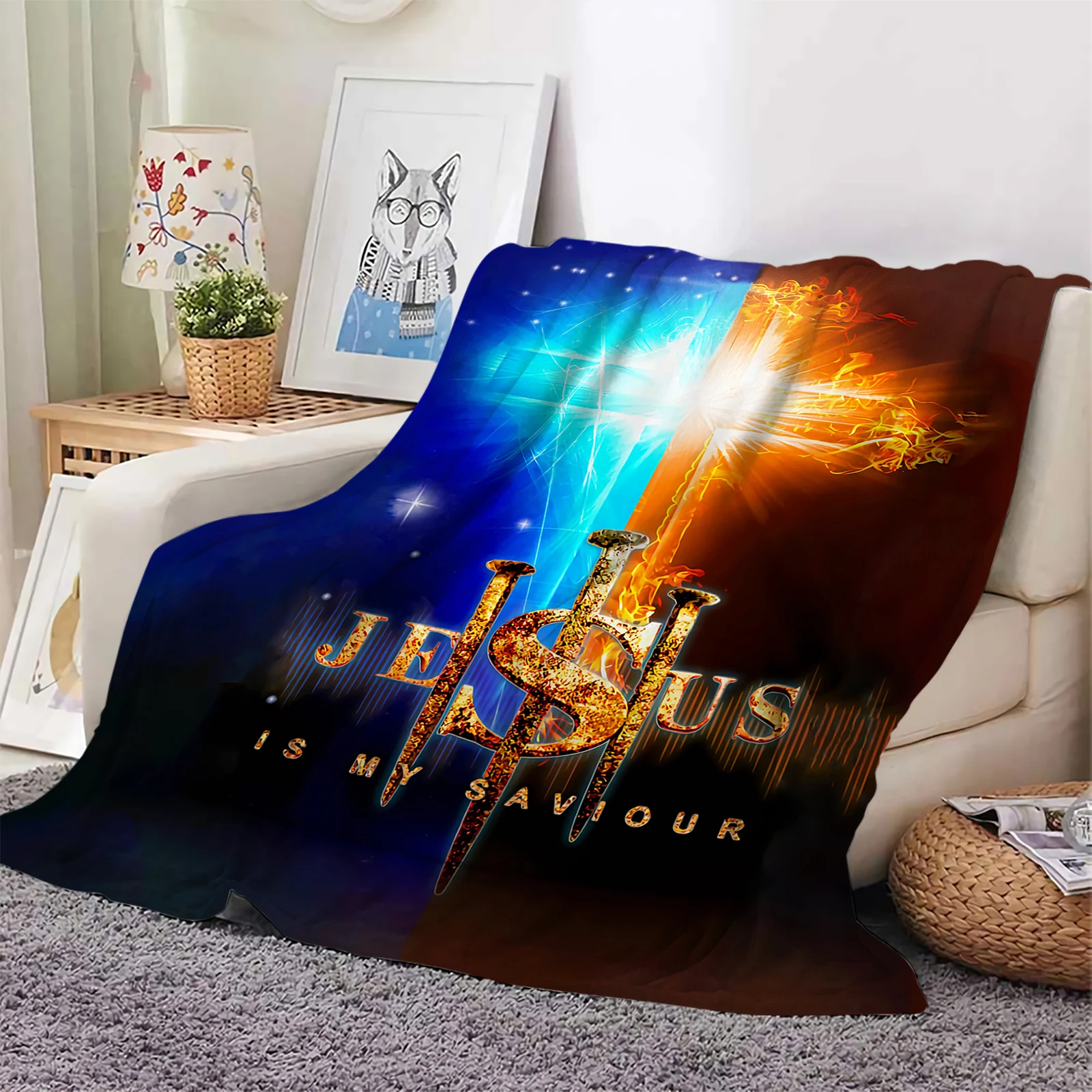 Christianity Flannel Blankets Jesus Is My Saviour 3D Printed Throw Blanket Office Nap Travel Portable Fluffy Quilts Dropshipping