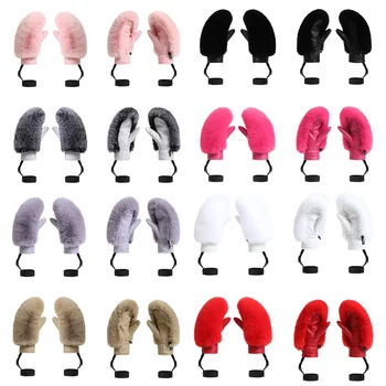 女性用防風スキーグローブ、スノーグローブ、暖かいぬいぐるみミトン、アウトドアスポーツ、スノーボードウェア、冬、新品