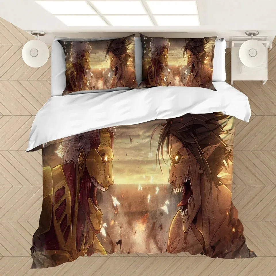 Anime Attack On Titan 3D NEW Duvet Cover Pillowcase Bedding Set Adult Boy Girl Bedroom Decoration Children Single Double Large