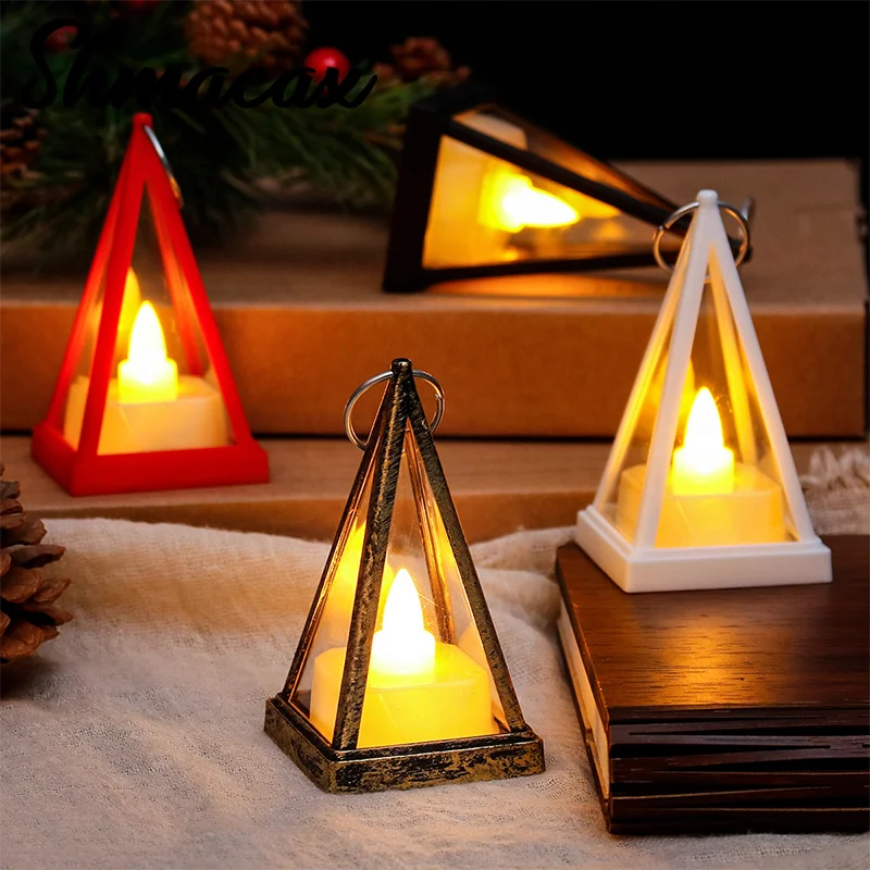 Mini luz Led triangular europea, lámpara de noche en miniatura para casa de muñecas, juguete de decoración para el hogar, 9cm