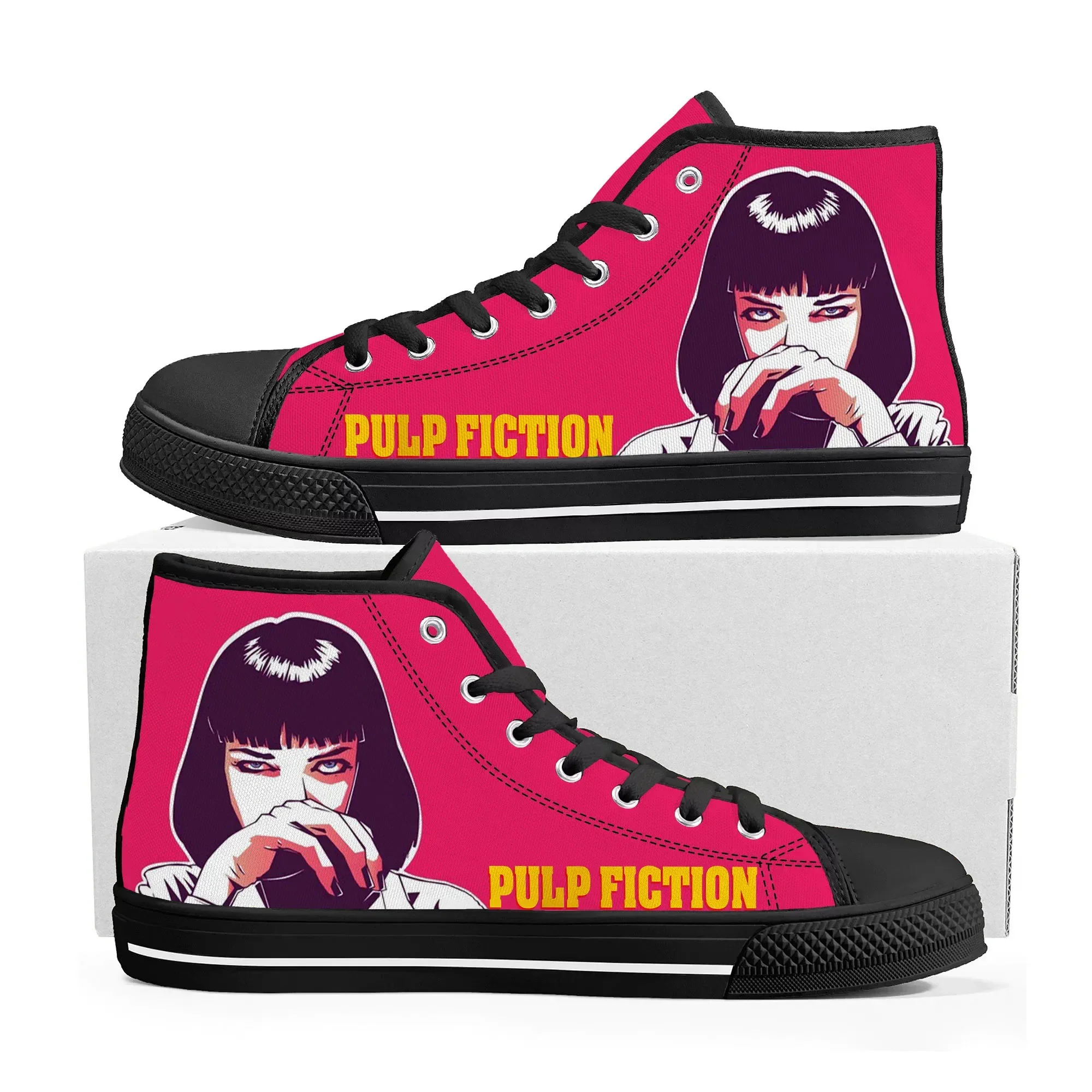 Pulp Fiction Movie High Top Sneakers pour hommes, femmes et adolescents, baskets en toile de haute qualité, chaussures décontractées sur mesure, chaussures personnalisées