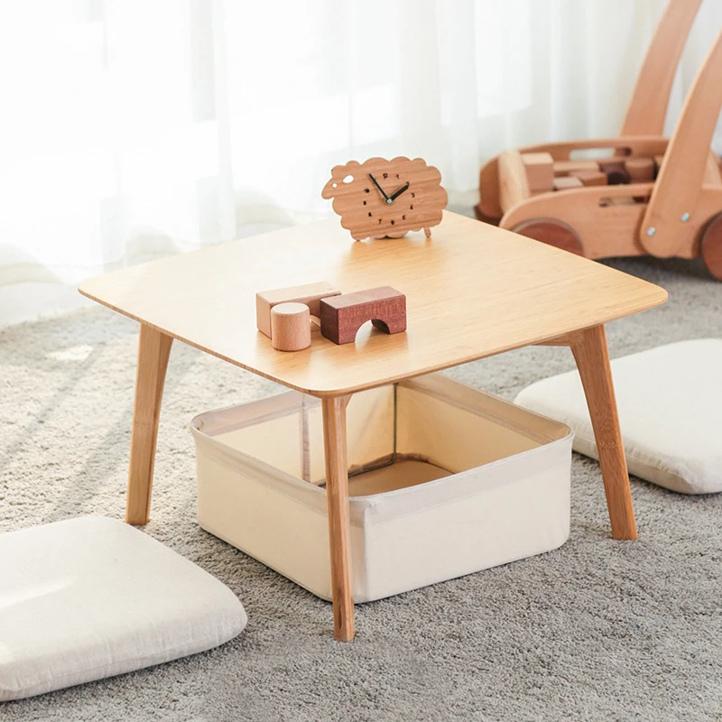 K-star Modern Coffee Table Small Apartment Bamboo Bay Window Multifunctional Table Solid Wood Living Room Simple