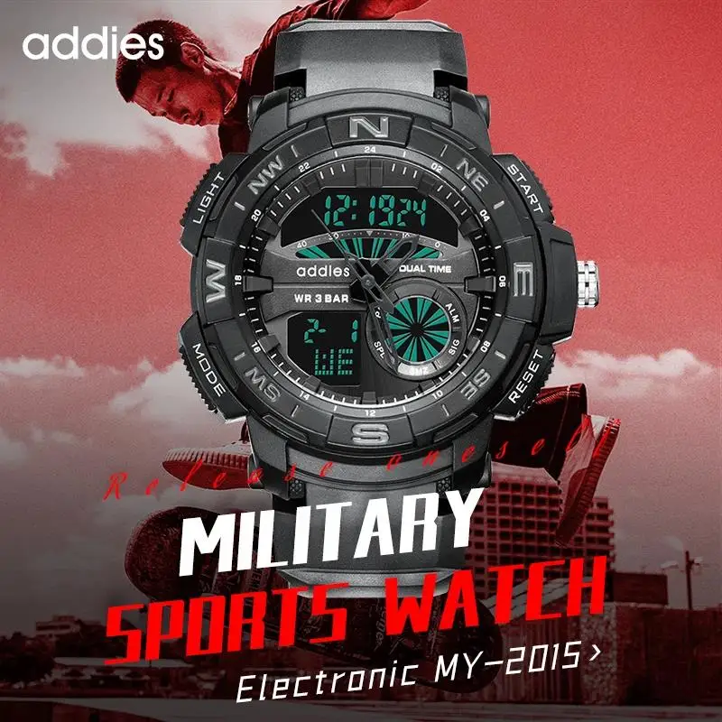 

Addies Military LED Watch For Men 30M Waterproof Electronic Watch Chronograph Clock Sport Outdoors Wristwatch Relogio Naviforce