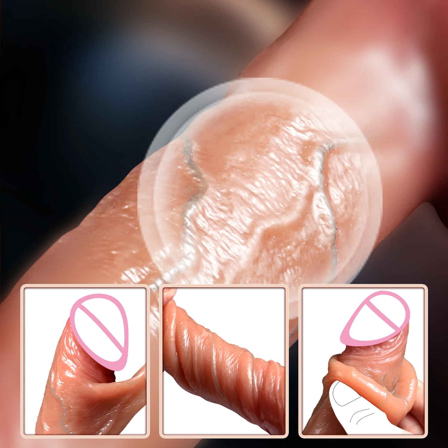 2024 New 2 IN 1 Sliding Foreskin Dildo Ejaculating Realistic Penis Spray Water Dick with Suction Cup Sex Toys for Women Couples