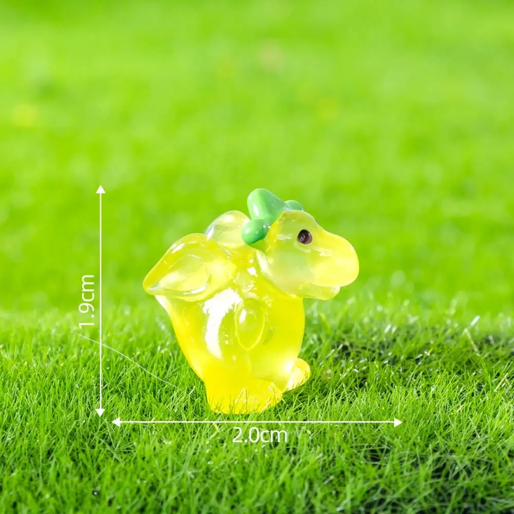 Cartoon Noctilucent Dinosaur Figurines Resin Crafts DIY Mini Dinosaur Ornaments Delicate Handmade Micro Landscape Decoration