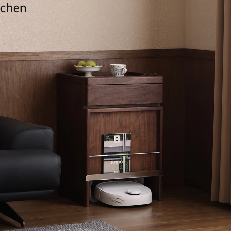 

HTT sweeping robot cabinet rack storage cabinet solid wood edge few TV side floor decoration